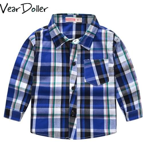 VearDoller Childrens Tops 2019 Spring Autumn Long Sleeve Kids Cotton Shirts Childrens Clothing Casual Boys Girls Plaid Shirts