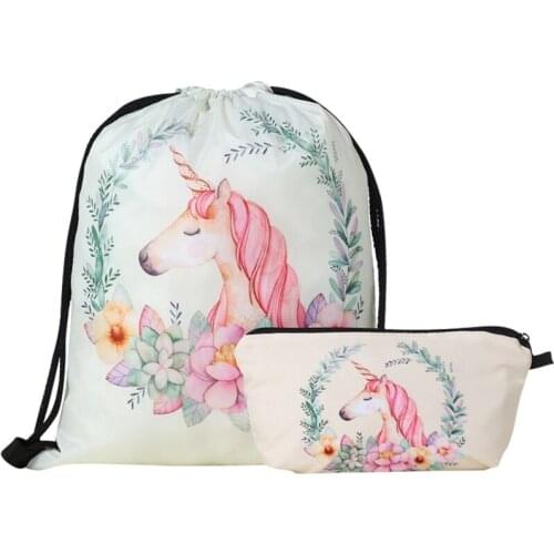 Unicorn Drawstring Bag For Travel Storage Package Cartoon School Backpacks Children Birthday Party Favors