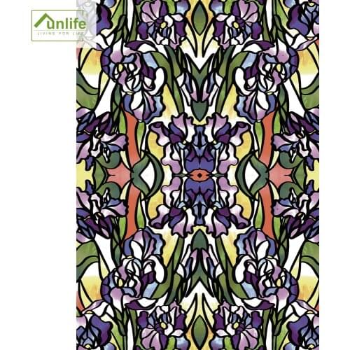 Funlife® Iris Flowers Static Cling Glass Door Window Film Easy to Clean Bathroom Decor Glass Membrane Opaque Window Stickers