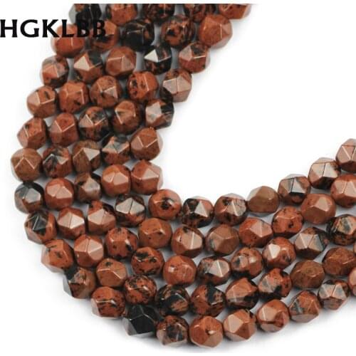 HGKLBB Faceted Mahogany obsidian Natural Stone Loose Spacers beads for Jewelry making DIY bracelets necklace Wholesale 8MM 45pcs