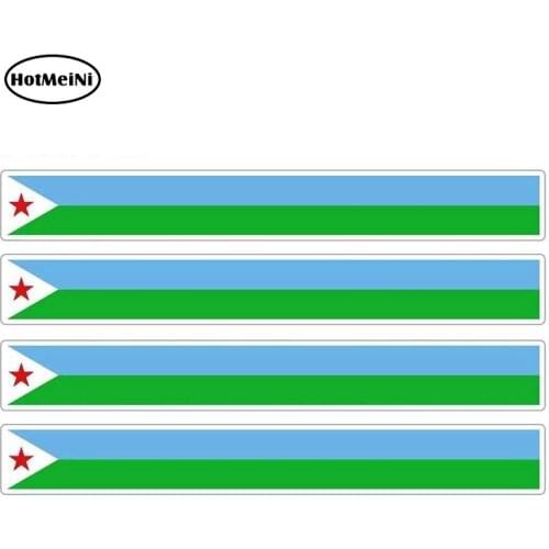 HotMeiNi 13cm x 1.7cm 4pcs Car Stripe Motorcycle Racing Flag Sticker Car Window Decal Bike Moto Tuning Djibouti Car Stickers