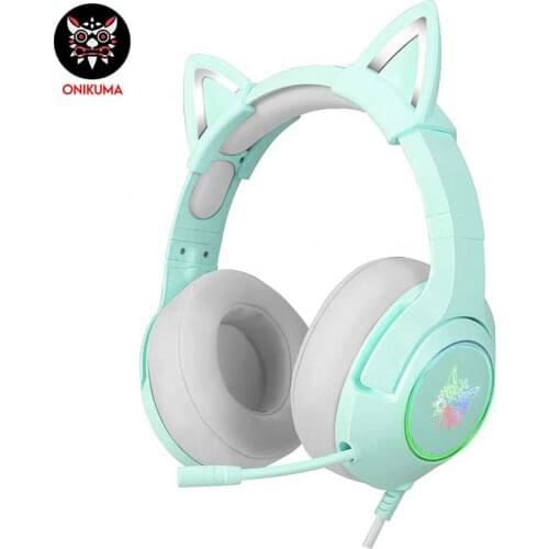 Gaming Headset Cat Ears Headphones with Cable and Microphone Virtual 7.1 Gamer Earphones for PC Ps4 Ps5 Huawei Xiaomi Iphone