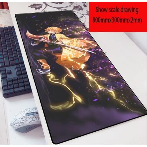 900x400x2mm Demon Slayer Pad Mouse Computer Gamer Mouse Pad Padmouse Agatsuma Zenitsu Mousepad Ergonomic Gadget Office Desk Mats