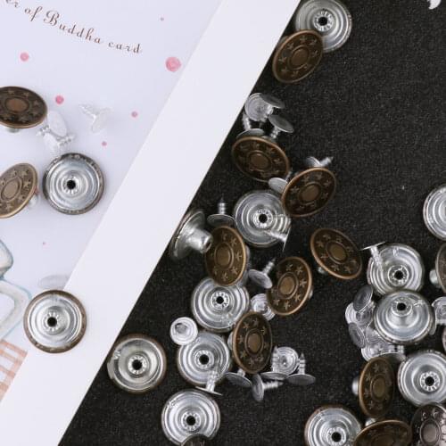 Snap Fastener Metal Buttons for Any Jeans Trousers Press Buttons Replacement Kit with Storage Box Clothing DIY Accessories