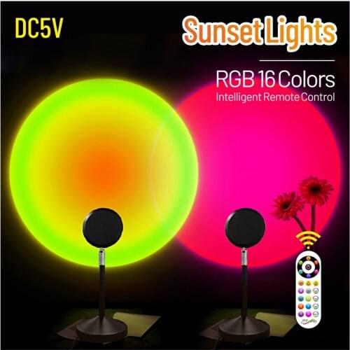 Sunset Lamp Sunset Projection Light Night Light Remote Control RGB Atmosphere Led for Bedroom Shop Background Wall Photography