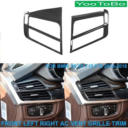 LHD RHD Real Carbon FiberFront Left Right AC Air Conditioner Vent Grille Frame Cover Trim StickerFor BMW X5 X6 F15 F16 2014-2018