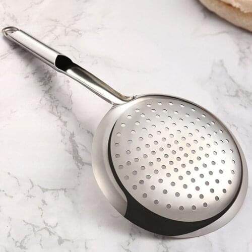 Long Handle Slotted Skimmer Spoon Stainless Steel Strainer Scoop for Home Cook