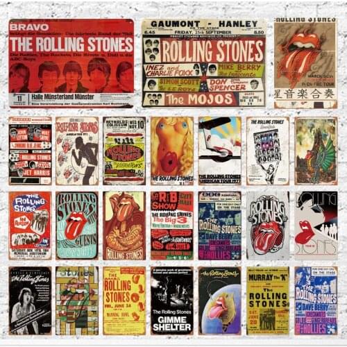 Rolling Stones Rock Band Metal Poster Plaque Metal Vintage Metal Tin Sign Wall Decor Rock N Roll Decorative Plate