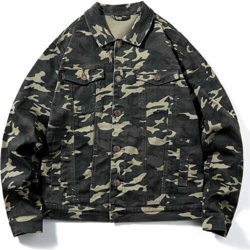 Mcikkny Mens Cargo Camouflage Denim Jackets And Coats Multi Pockets Casual Outwear Tops Male Streetwear Y846