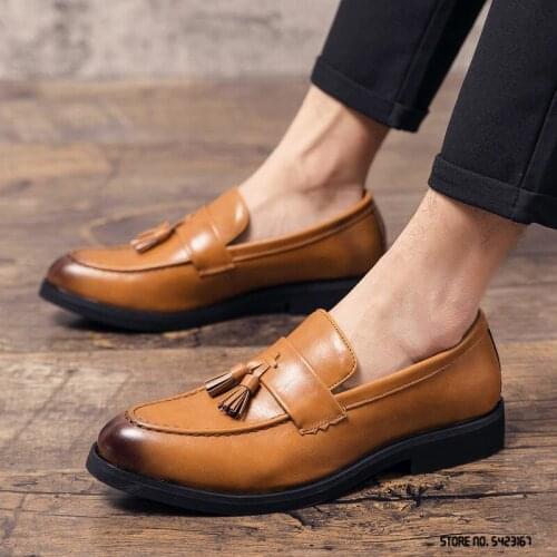 Trend Pointed Mix Color Tassel Slip On Casual Oxford Shoes For Men Formal Wedding Prom Dress Homecoming Sapato Social Masculino