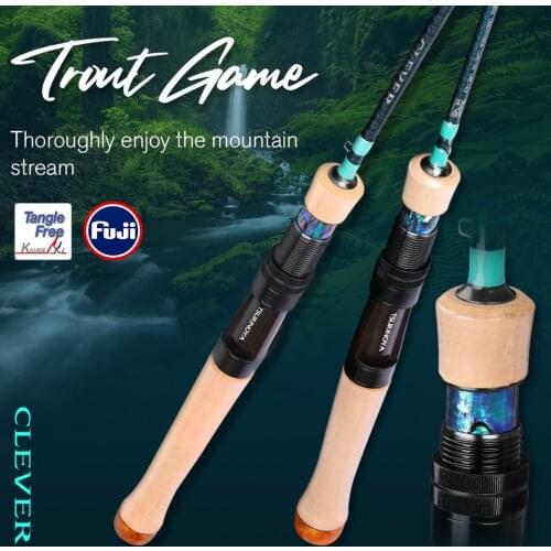 New TSURINOYA CLEVER Trout Game Spinning Casting Fishing Rod 1.45m 1.57m 1.60m 1.85m UL L Power FUJI Parts MF Action Stream Rods
