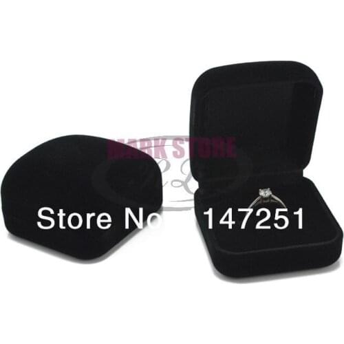 Wholesale High quality 5x5x2.8cm 60pcs/lot Black Square Velvet Ring Box Favor Jewelry Earrings Display Packaging Boxes