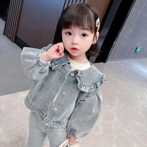 Coat For Girl Solid Color Girl Denim Coats Kids Casual Style Childrens Jackets Spring Autumn Childrens Clothing Girl