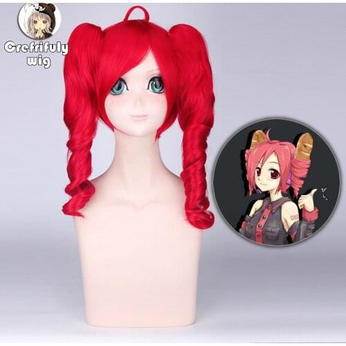 Anime kasane teto VOCALOID Long Wavy Red Cosplay Wig Costume 50cm Synthetic Hair Wigs For Women + Double Ponytails