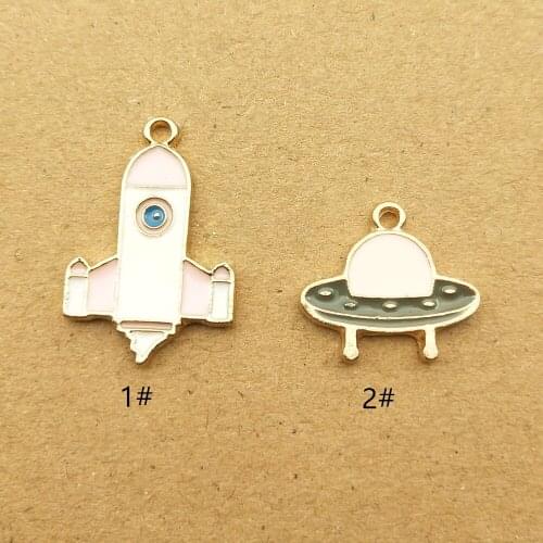 10pcs spaceship rocket enamel charm for jewelry making earring pendant fashion bracelet necklace charms