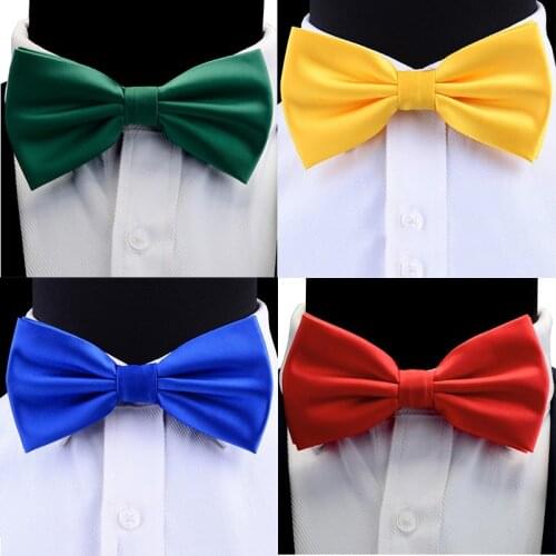 Ricnais Mens Pre-tied Bow Tie Yellow Bule Red Colorful Solid Bowtie Suit Business Wedding Party Waterproof Bow TieS Accessories