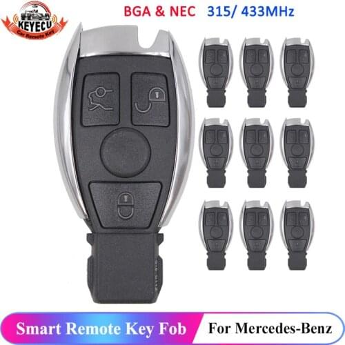 KEYECU Replacement Remote Car Key Fob 3 Button 315/433MHz NEC Chip for Mercedes-Benz 2000-2014, Support NEC & BGA,10Pcs KYDZ