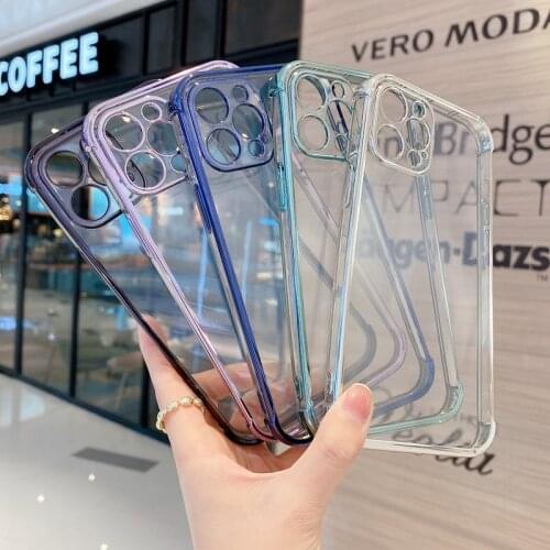 Luxury Shockproof TPU Plated Clear Soft Back Phone Case Cover Skin Shell For iPhone 7 8 Plus 11 12 Pro Max XR XS Max Skin