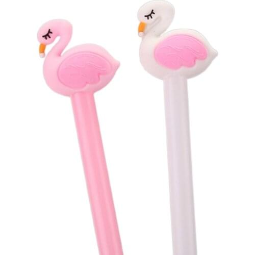 20 Pcs Cute Flamingo Gel Pens 0.5mm Black Ink Signature Pen Kawaii Students Writing Tools Prizes Gift
