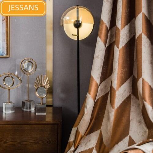 Nordic Modern High-end Geometric Printing Blackout Curtains for Living Room and Bedroom Customized Products