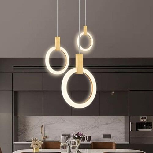 Nordic Gold Ring Led Hanging Light Creative Iron Bedside Pendant Light Shop Restaurant Droplight Decor Bar Island Pendant Lamps