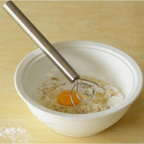 Stainless Steel Egg Beater Flour Dough Whisk Stirrer Manual Mixer Blender Tool Smooth surface is comfortable to grip easy clean