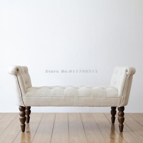 All solid wood non-cowhide pastoral American shoe changing stool bench bed front bed end stool piano stool storage stool storage