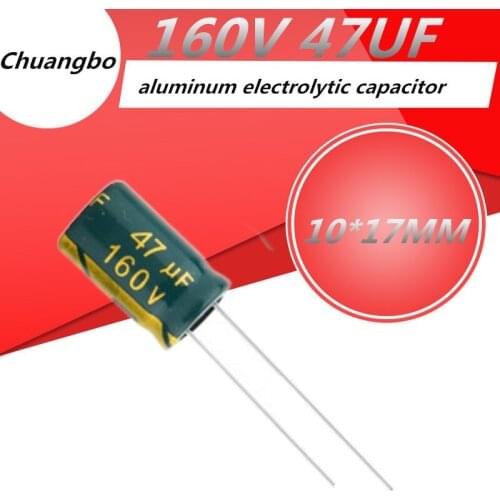 10-50pcs Higt quality 160V 47UF 10*17MM low ESR/impedance high frequency aluminum electrolytic capacitor 160V 47UF 10*17MM