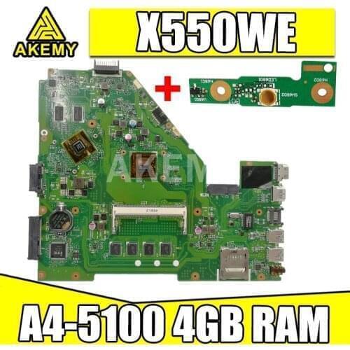 X550WEK Laptop Motherboard For Asus X550WE X550W D552W X552E X550EP A4-5100 4G RAM Original Mainboard 100% test ok