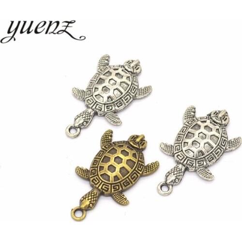 YuenZ 5pcs 2 color Antique Sliver animal Turtle Charm DIY metal charms for jewelry making 37*21mm D710
