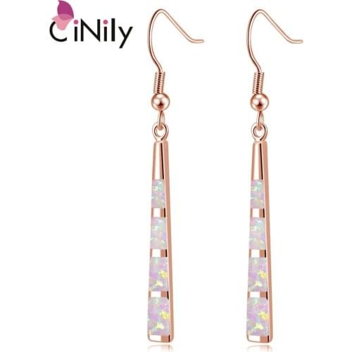 CiNily Created Pink Fire Opal Rose Gold Cocktail Party Fully-Jewelled Female Drop Dangle Earrings Gift OH4699