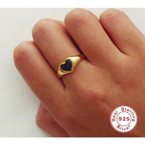 AIDE Europe & America Wide Heart Ring Trendy INS Gloosy Love Heart Finger Size 6/7/8 Rings For Women Silver 925 Jewelry Anillos