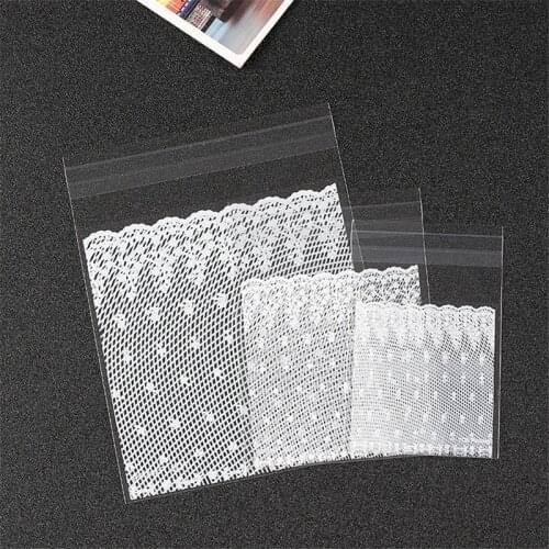 100pcs/set Lace Pattern Candy Box Cookie Chocolate Dried Fruit Self Adhesive Plastic Bag Party Decoration