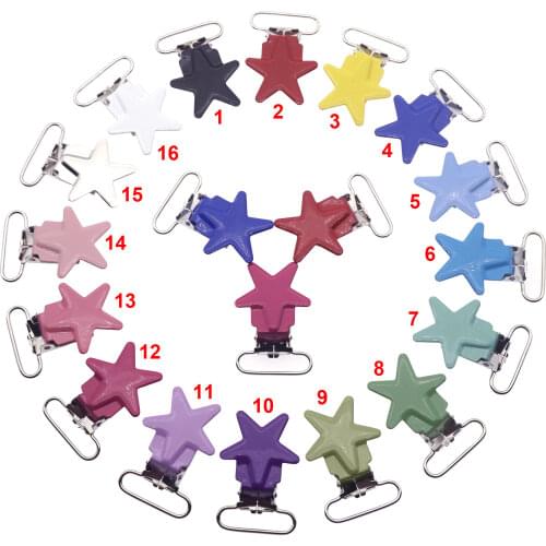 100Pcs Baby Star Metal Pacifier Clip Soother Dummy Holder 1'' 25mm Assorted Enamel Star Shape Suspender Clips 16 Colors