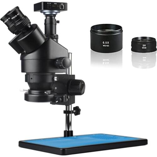 3.5X 90X Simul-focal Zoom Trinocular Stereo Microscope Industrial 38MP 1080P VGA HDMI Camera For Phone PCB Soldering Repair