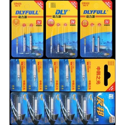 5pcs/lot CR425 Batteries Fishing Float 3V Night Light Lithium Pin Cells LED Fishing Float Accessories Fishing Tools Tackles