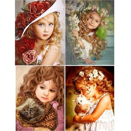 Diy 5d Full Diamond Painting Embroidery Character Square Round Drill Curly Hair Girl Mosaic Furniture Decoration Hobby Gift