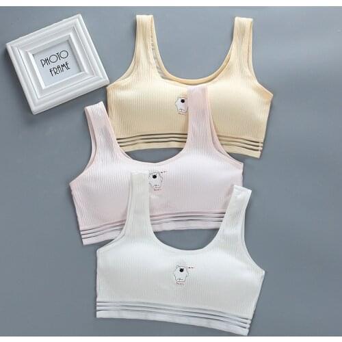 EuerDoDo Girls Bra Cotton Teenagers Training Bras Breathable Muslin Tops Crop Teens For Girls Vest Kids Sport Underwear