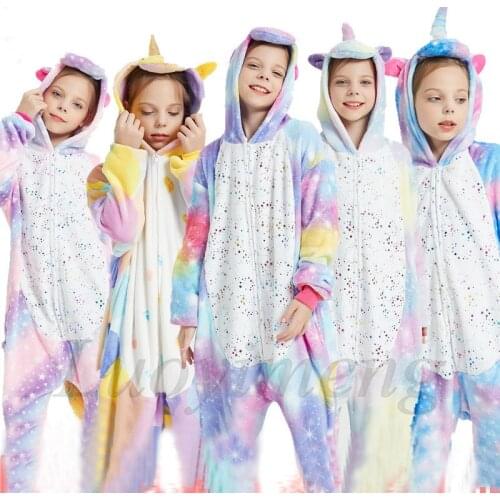 Children Pajamas Winter Sleepwear Boys Onesies Girls Pajamas Sets Kigurumi Stitch Unicorn Panda Animal Kids Pyjamas Baby Pijamas