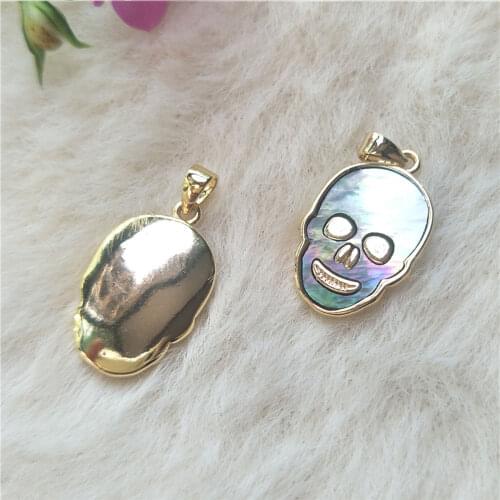 DoreenBeads Vintage Zinc Alloy Shell Pendants Halloween Charms Gold Color Skull Creamy-White DIY Jewelry 23mm x 12.5mm, 1PC