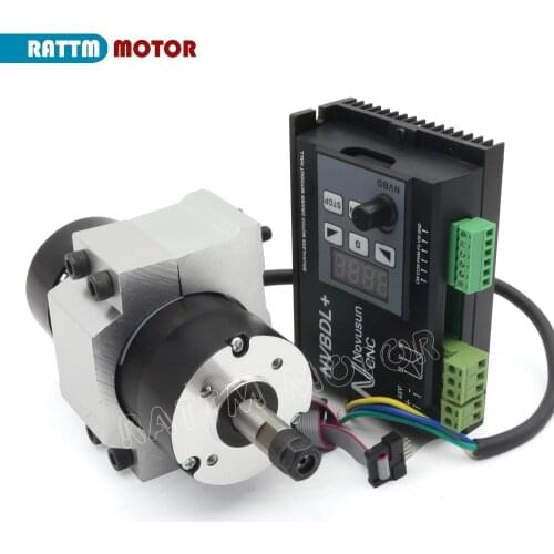 Brushless Air Cooled Spindle Motor 400W 48VDC ER8 + 600W 60VDC Brushless Motor Driver Without Hall for CNC Engraver Machine