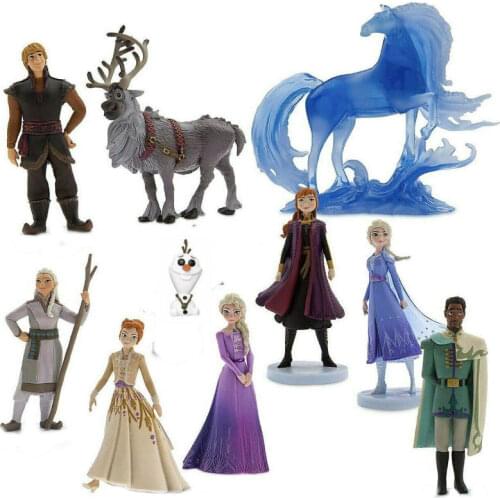 Disney Anime Frozen Princess Pvc Action Figure Princess Elsa Anna Kristoff Sven Olaf Model Toy For Kids Birthday Gift Cake Decor