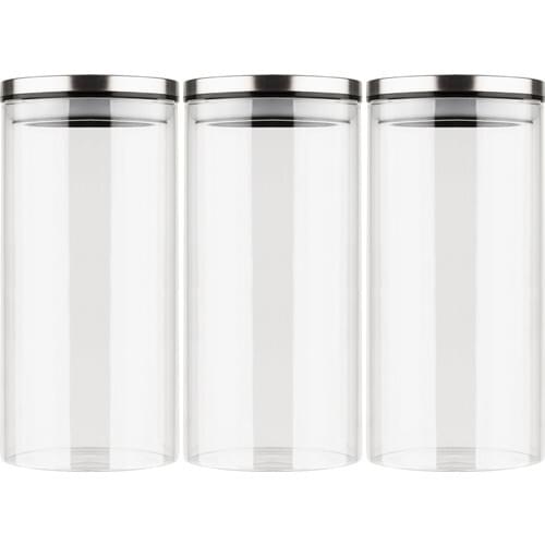 Mama Camilla Triple Set 1300 Ml Metal Cover Borosilicate Glass Jar Heat Resistant Pyrex Spice