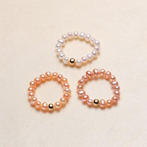 1pc Cute Pearl Rings Small Baroque Patato Pearl Beaded Stackable Knuckles Finger Rings Elegant Natural Freshwater Pearl Rings