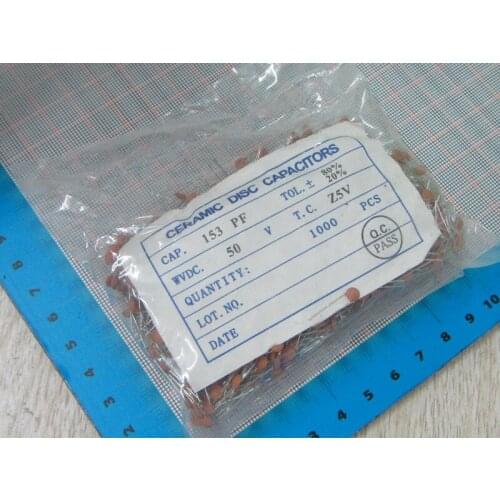 1000pcs/lot High Quality 15NF 153 50V Ceramic dielectric Capacitor 15NF 153 50V dip ceramic capacitors 15NF