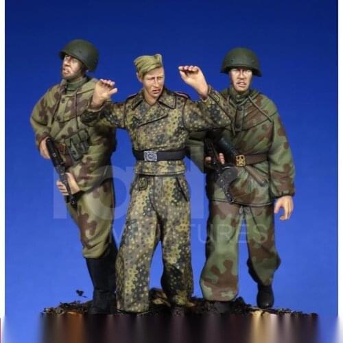 1/35 Scale Die-cast Resin Model 3 War Soldier Models Unpainted Free Shipping