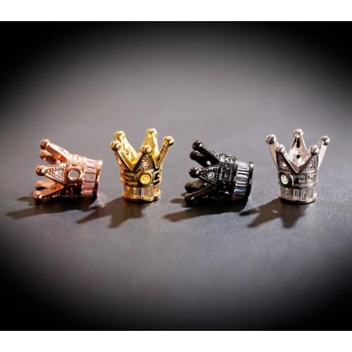 Copper Micro Pave Zircon Crystal CZ Geometry Crown Loose Spacer Beads for Jewelry Making DIY Men Bracelet бусины