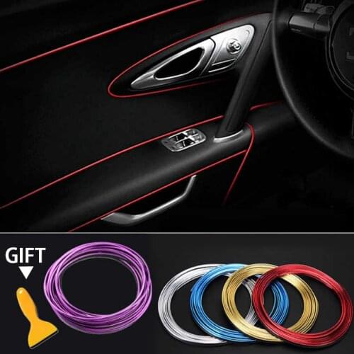 3/4/5M Car Trim Strip Chrome Interior Mouldings Universal Mouldings Trims Molding Automobiles Dashboard Auto Accessories Color