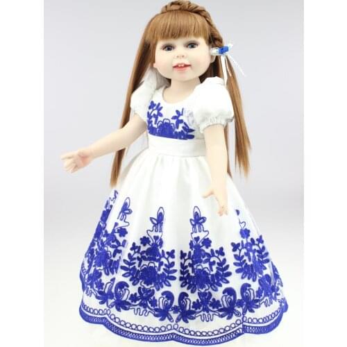 Can Stand American baby Doll Full Vinyl girl bebe Reborn Cute 45 CM Toddler Toys For Kids Gifts Birthday Brinquedo