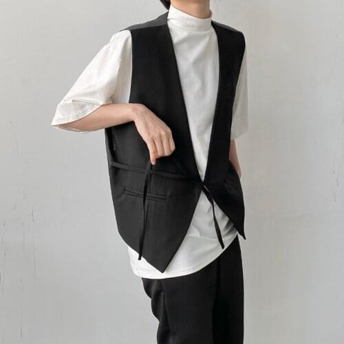 2021 spring summer Korean style Personality Asymmetry vest men casual loose Asymmetry Waistcoat for men S-XL